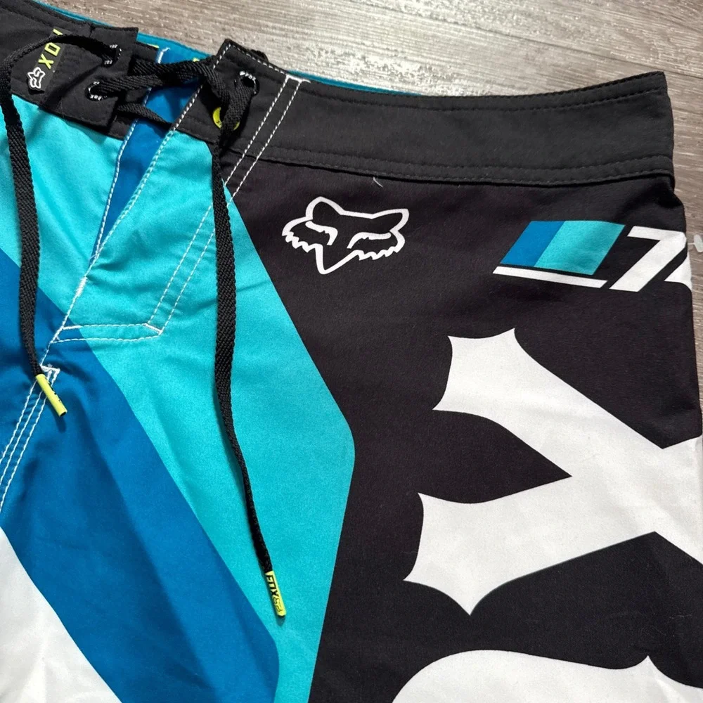 Fox Racing Board Shorts Men 32 Blue Performance Overhead Graphic Swim Trunks